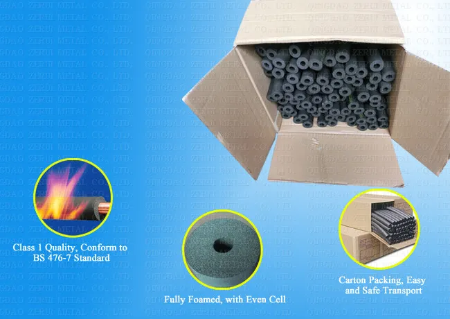 Class 1 Foam NBR PVC Rubber Insulation Pipe for Air Conditioner Tube