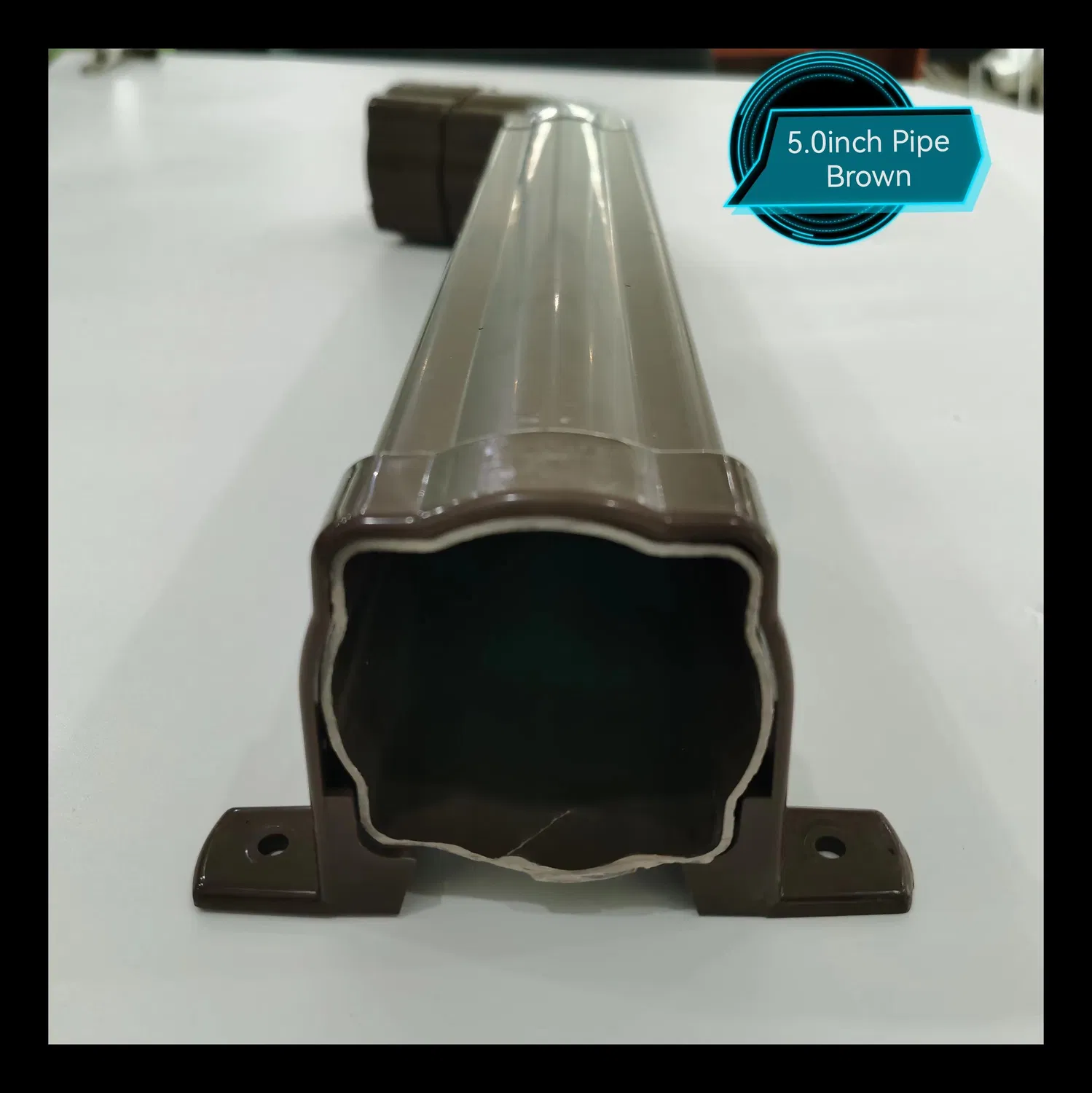 PVC Building Material Rain Gutter 5.0 Inch Brown Pipe