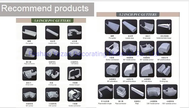 PVC Building Material Rain Gutter System 5.0 Inch PVC Pipe
