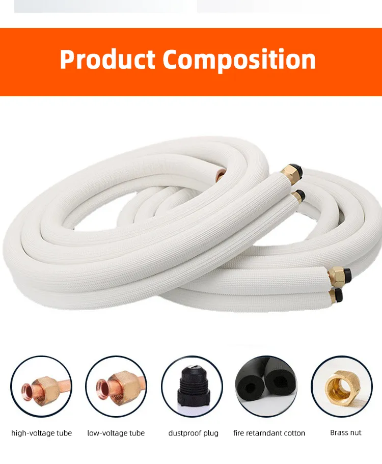 White Black PE Air Conditioner Tube Copper Pipe Insulation Refrigerant PVC Insulated Copper Pair Coil Pipe