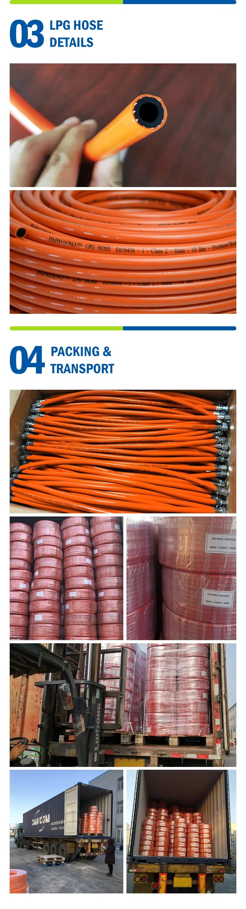 5/16" 8mm Orange PVC LPG Gas Flexible Soft Pipe 50meters Roll