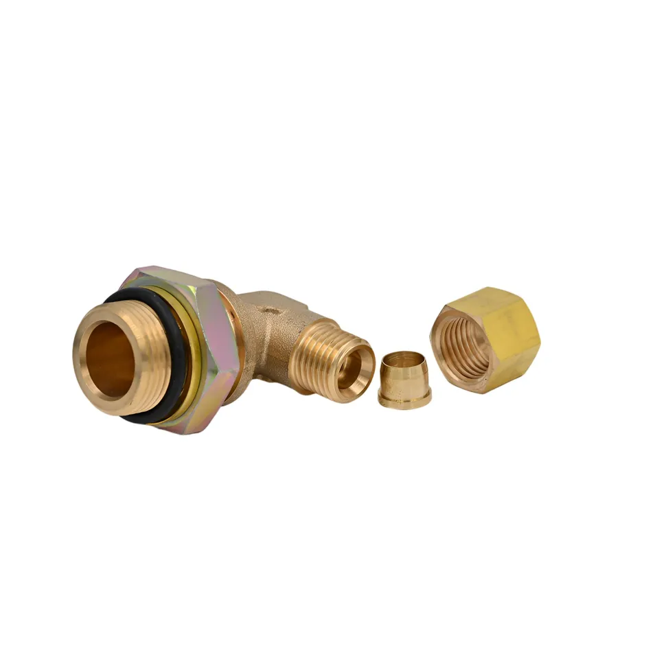 Brass Tube Pneumatic Fitting Elbow Metric Thread for Trailer Air Suspension