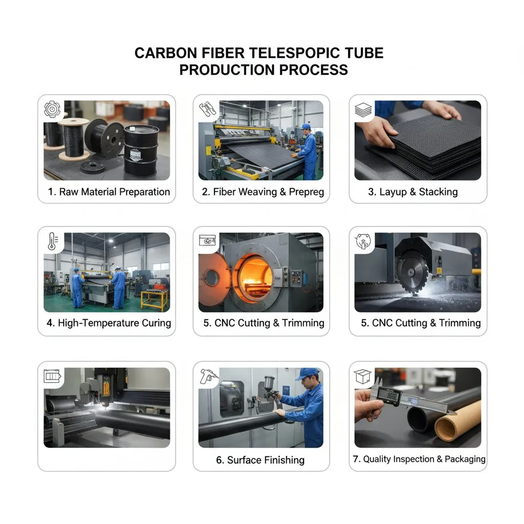 20FT Carbon Fiber Telescopic Tube High Strength Design for Camera Mast Systems