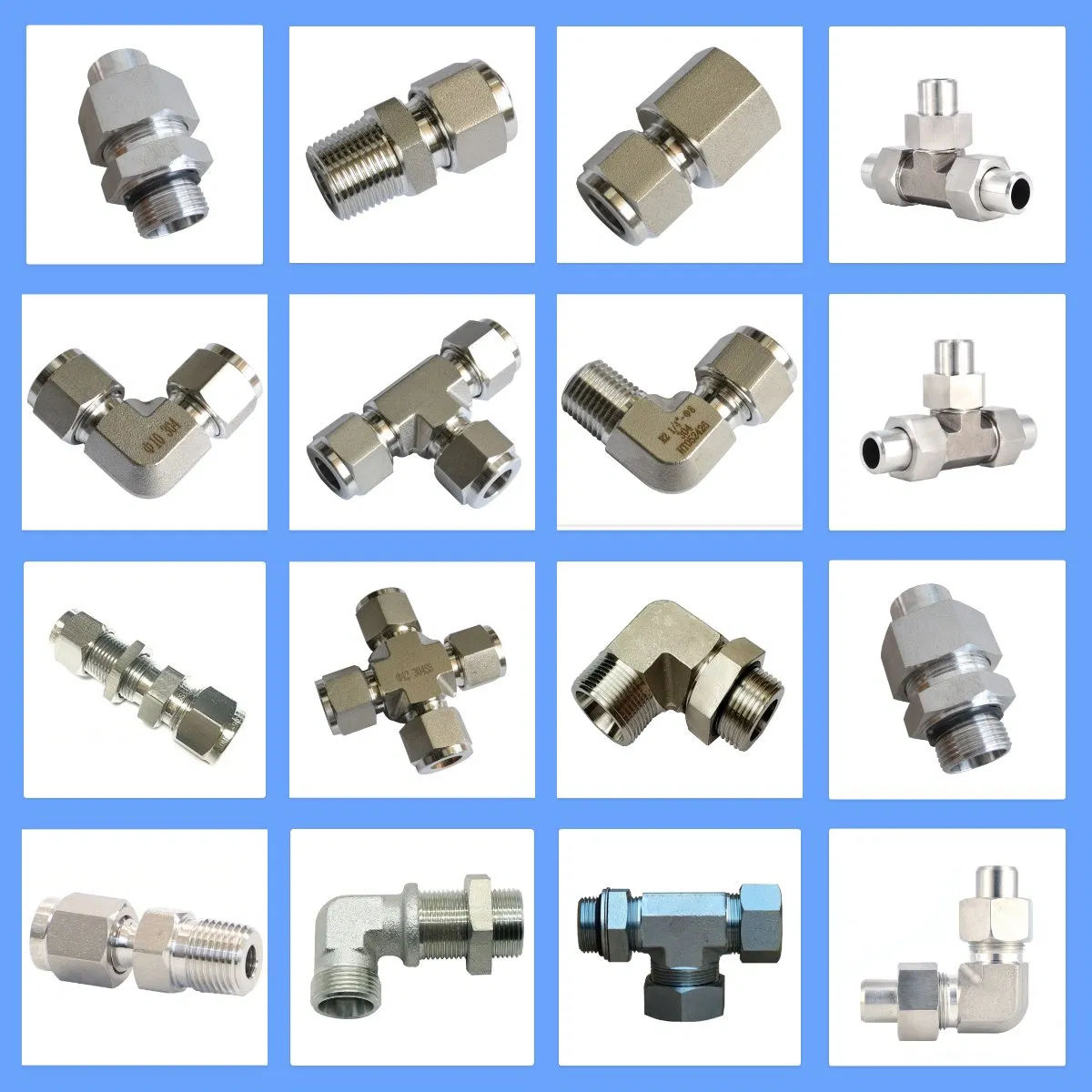 Swagelok Type Compression Tube Sleeve Stainless Ferrule Fitting Tee Tube Couplings Connectors Wholes