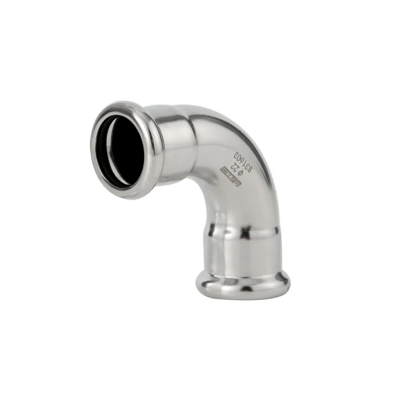 Cold Water Gas 304 and 316L Stainless Steel Press Plumbing Pipe Fitting Adaptor Union Bend 90° 
