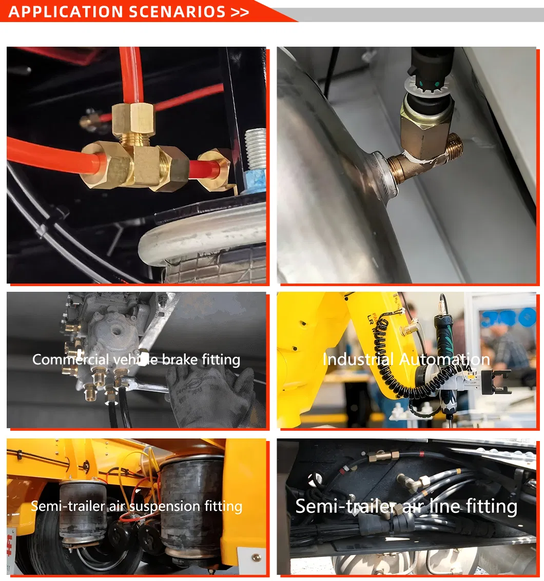 Brass Tube Pneumatic Fitting Elbow Metric Thread for Trailer Air Suspension