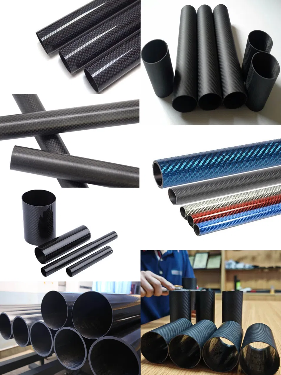 Carbon Fiber Tube Pipe Pole Oval Rectangle Square Customized Shape High Strength Light Weight Unidirectional Bidirectional Carbon Fiibre Fabric