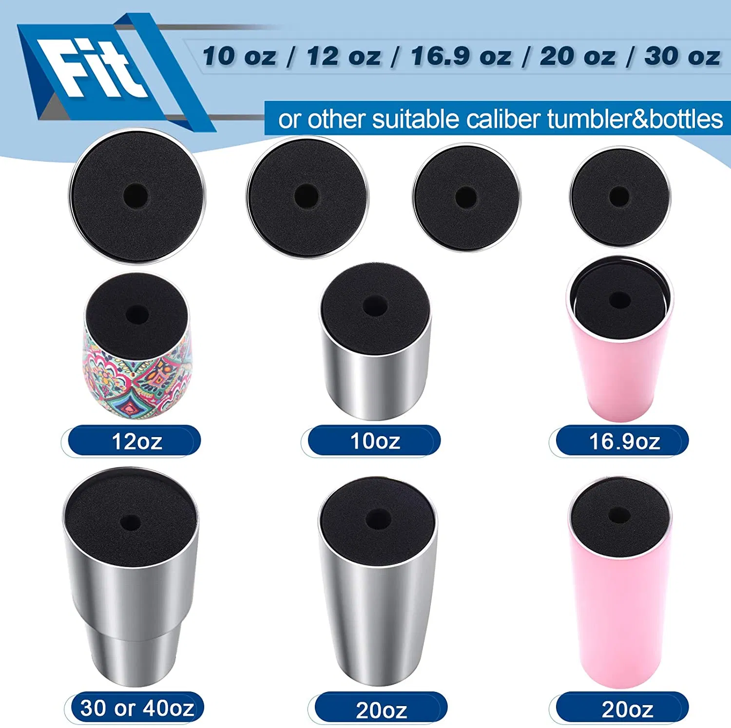 Cup Turner Foam Tumbler Inserts for 1/2 Inch PVC Pipe Tumbler Inserts Accessories Fit 10 Oz to 40 Oz