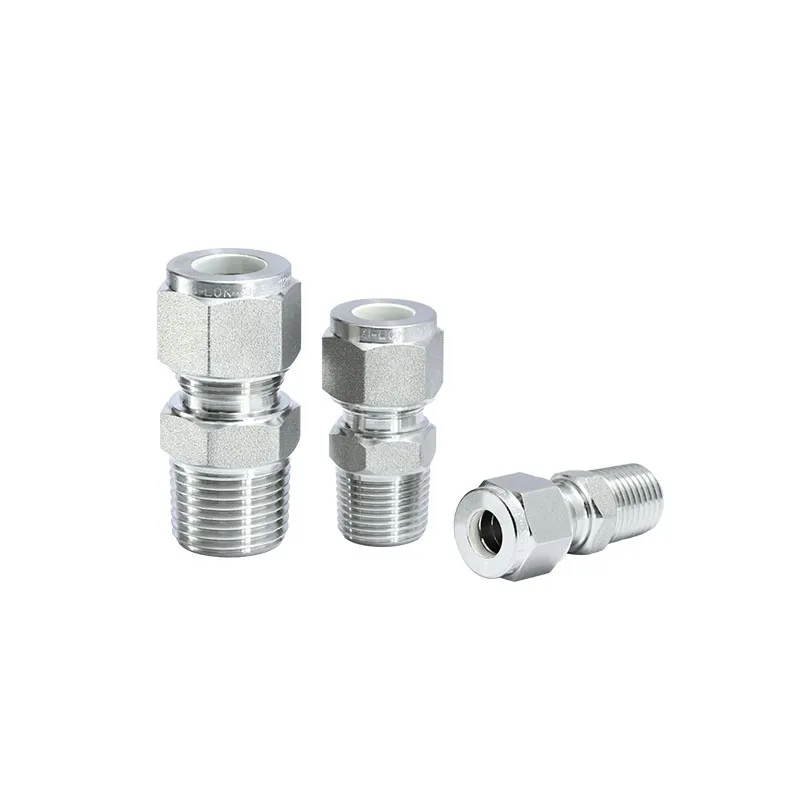 Stainless Steel Two-Ferrule Tube Fitting Male Threaded Straight Union Connector High-Pressure