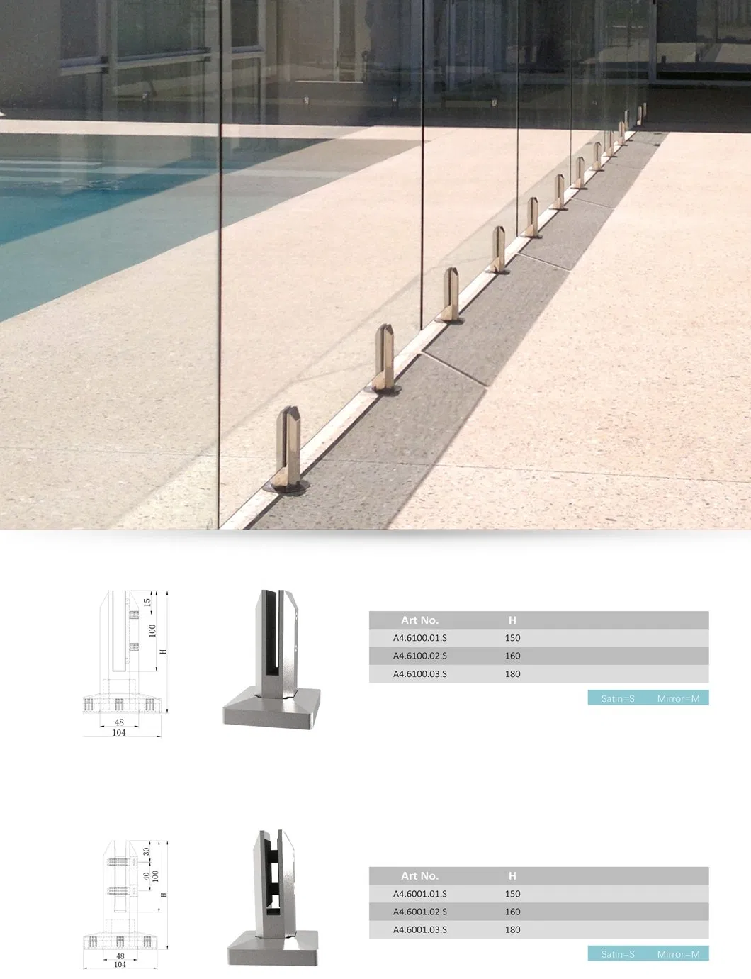 European Style Outdoor Stainless Steel Railing Post Glass Clamp Fittings