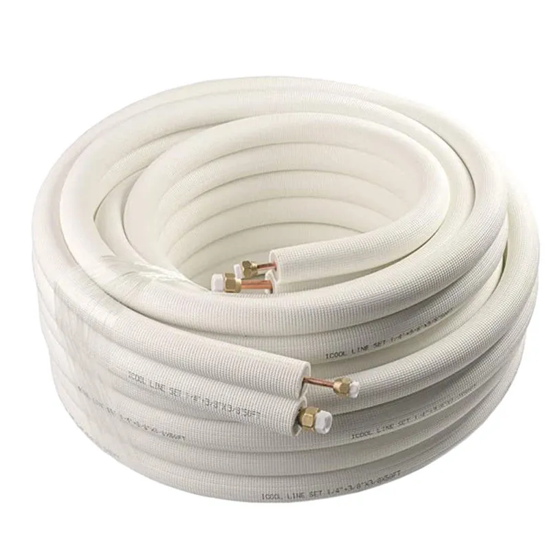 White Black PE Air Conditioner Tube Copper Pipe Insulation Refrigerant PVC Insulated Copper Pair Coi