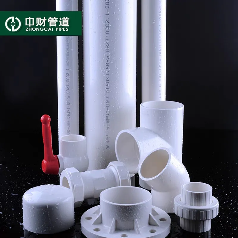 Zhongcai HDPE PVC PPR PP Water Pipe Fittings Plastic Municipal Water Supply Fountain and Pool Dedica