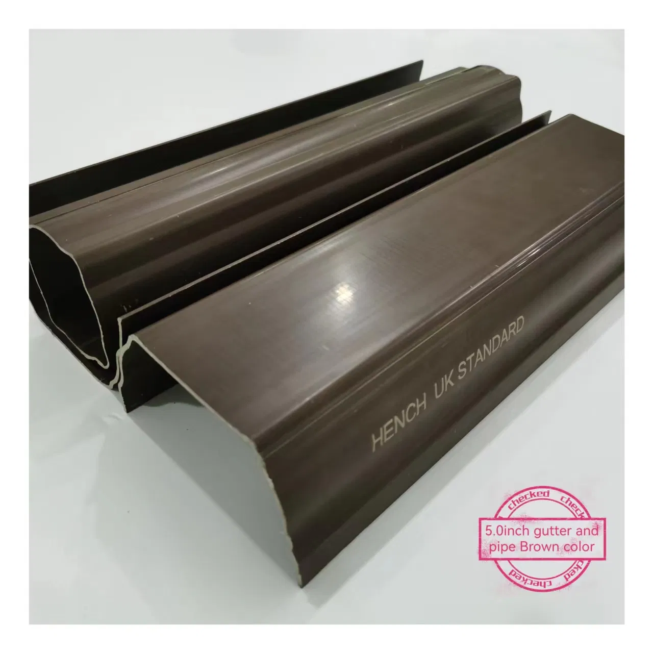 PVC Building Material Rain Gutter 5.0 Inch Brown Pipe