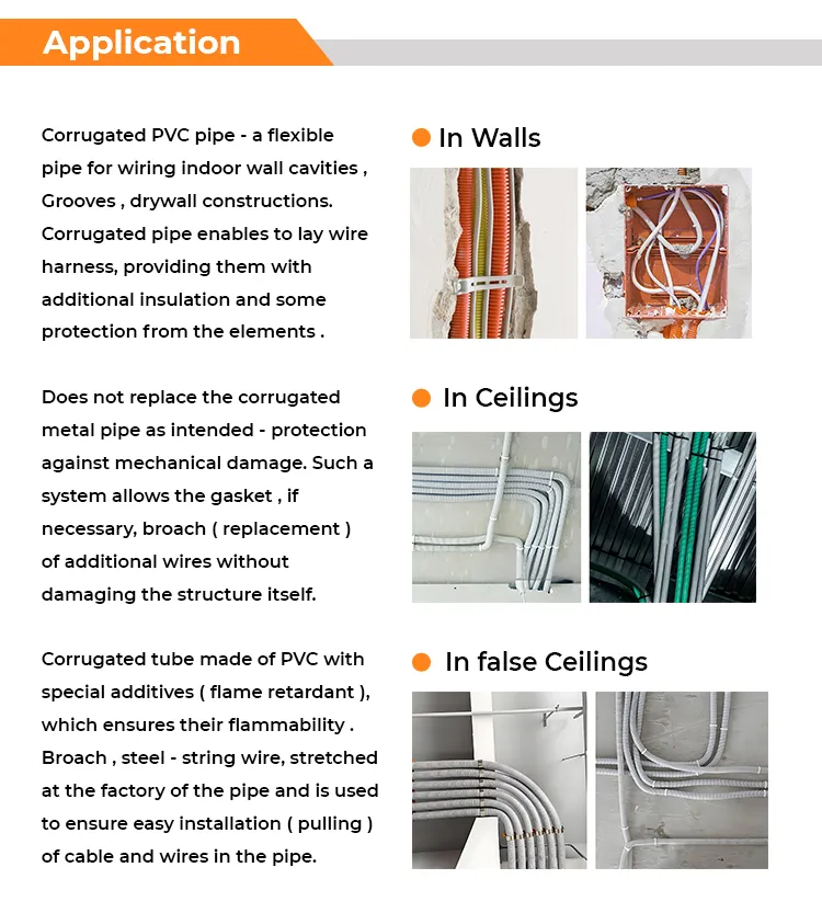 Flexible PVC Corrugated Pipe for Electrical Cable Protection / Drainage