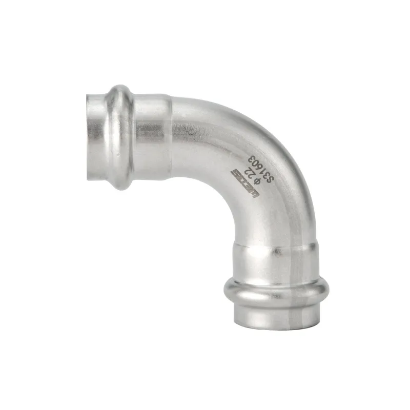 304 316L Inox Stainless Steel V Profile Press Fittings with 90° Equal Elbow Bend 90° Bend 45° Equal