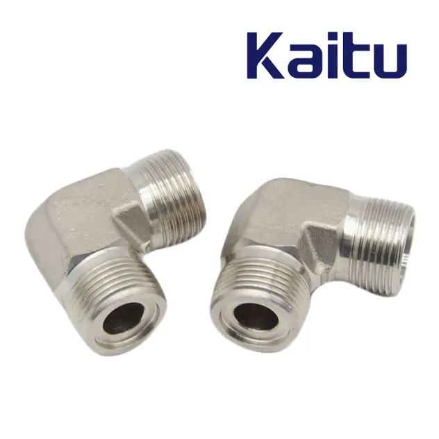 90 Degree Metric Male O-Ring to Compression Tube Fitting - Stainless Steel Construction for Pneumatics