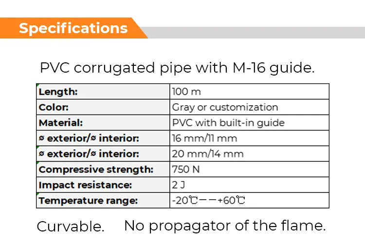 Flexible PVC Corrugated Pipe for Electrical Cable Protection / Drainage