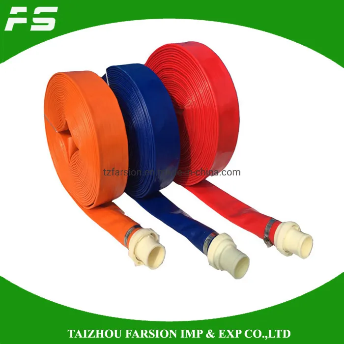 Red Soft Plastic & Nitrile Korea Type PVC Farm Agriculture Irrigation Lay Flat Water Discharge H
