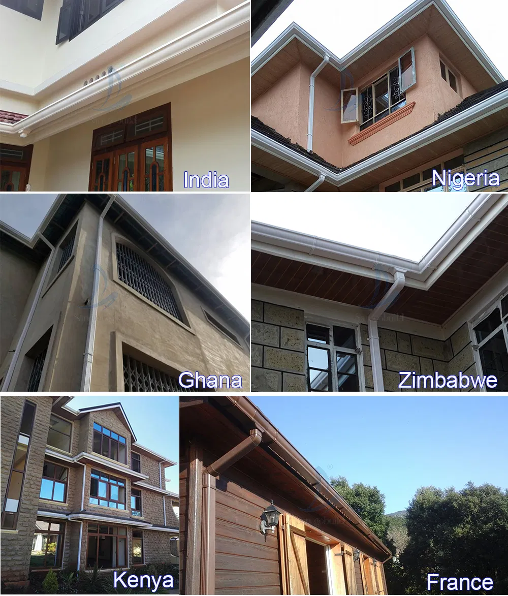 Africa Vinyl Rain Water Collectors PVC Rain Gutters and Down Pipes Wholesale for Roofing Water Drain