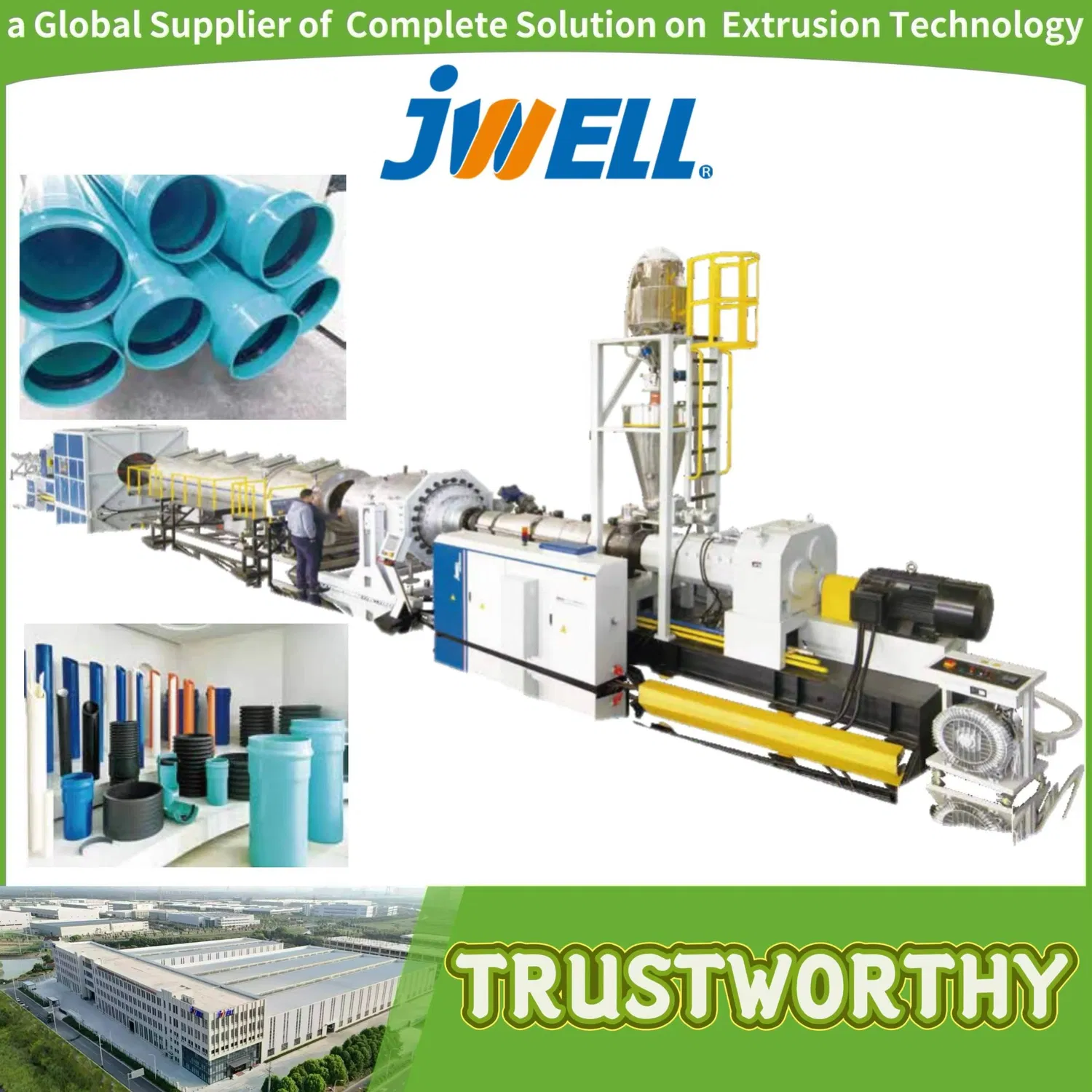 PVC-Uh/UPVC/CPVC Plastic Pipe Extrusion Production Line Satisfy Diﬀ Erent Diameters and Wall Thickne