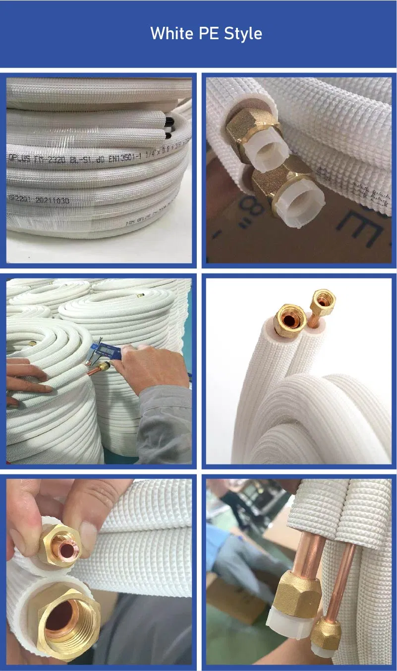 3/8+3/4 PVC Foam Insulated Pancake Coil Copper Aluminum Connecting Pipe for HVAC