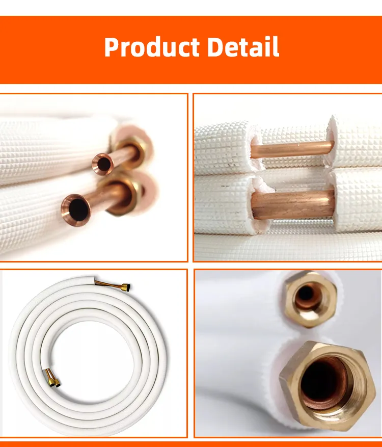 White Black PE Air Conditioner Tube Copper Pipe Insulation Refrigerant PVC Insulated Copper Pair Coil Pipe
