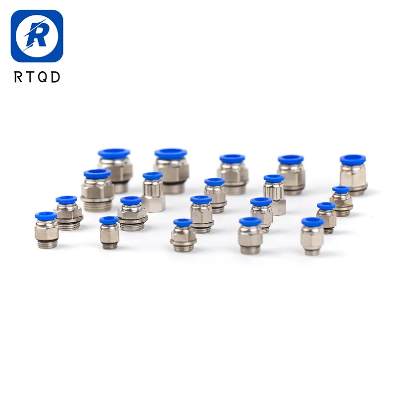 Blue Button Pneumatic Low-End Quality Union Bulkhead Connect Factory Wholesale Pneumatic Quick Connector PC Straight Hot Sale PT Wholesale Pneumatic Fitting