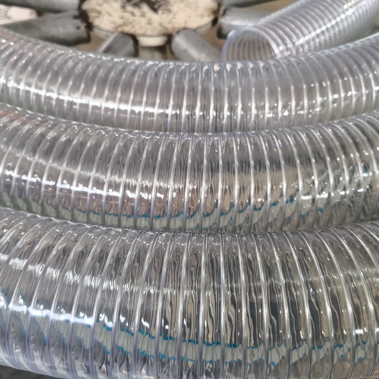 Flexible 1-1/2 Inch PVC Spiral Transparent Steel Wire Reinforced Hose Pipe with Spring for Suction o