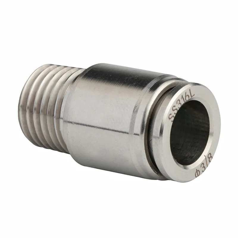 Good Quality Pneumatic Parts Stainless Steel Male Straight Threaded Air Tube Pneumatic Fittings