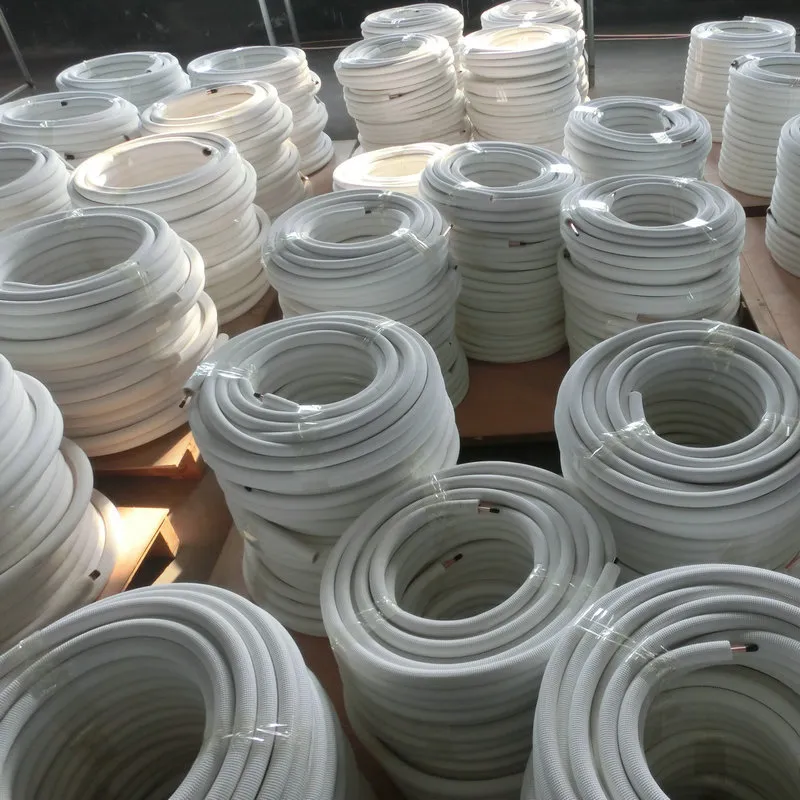 White Black PE Air Conditioner Tube Copper Pipe Insulation Refrigerant PVC Insulated Copper Pair Coil Pipe