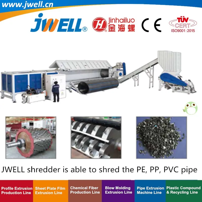 Jwell - Shredder and Crusher Machine Used to Shred and Crush The PVC|UPVC|CPVC|HDPE PE|PP|PPR|Pert|M