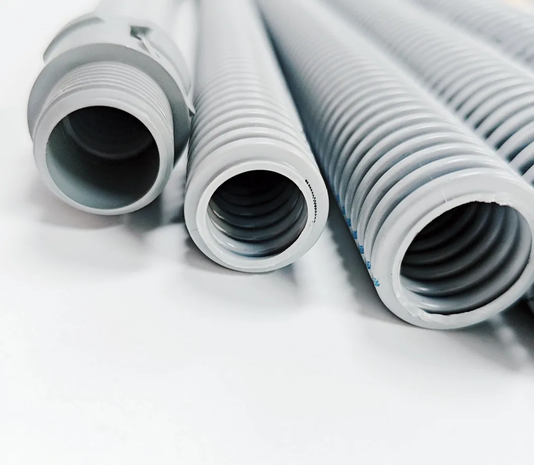 1/2" - 3/4" UL PVC Corrugated Conduit Pipe Electrical Flexible PVC Pipes Fireproof UV Resistant Grey Plastic Electric Tube Pipe