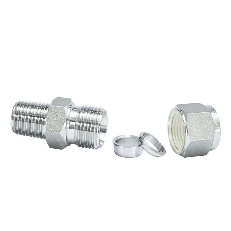 Stainless Steel Two-Ferrule Tube Fitting Male Threaded Straight Union Connector High-Pressure