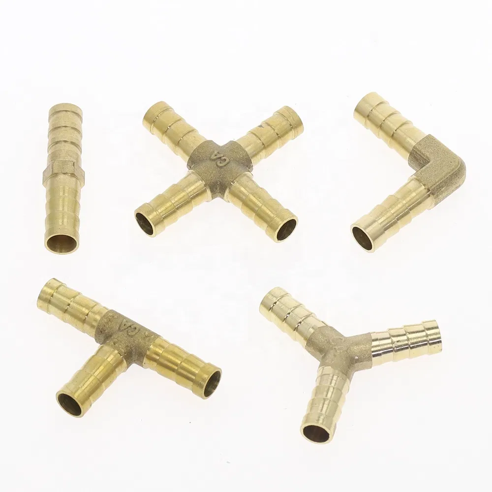 Pneumatic Hydraulic Brass Female Male Straight Cross Elbow X Y T Shape Pipe Adapter Hose Barb Fittin
