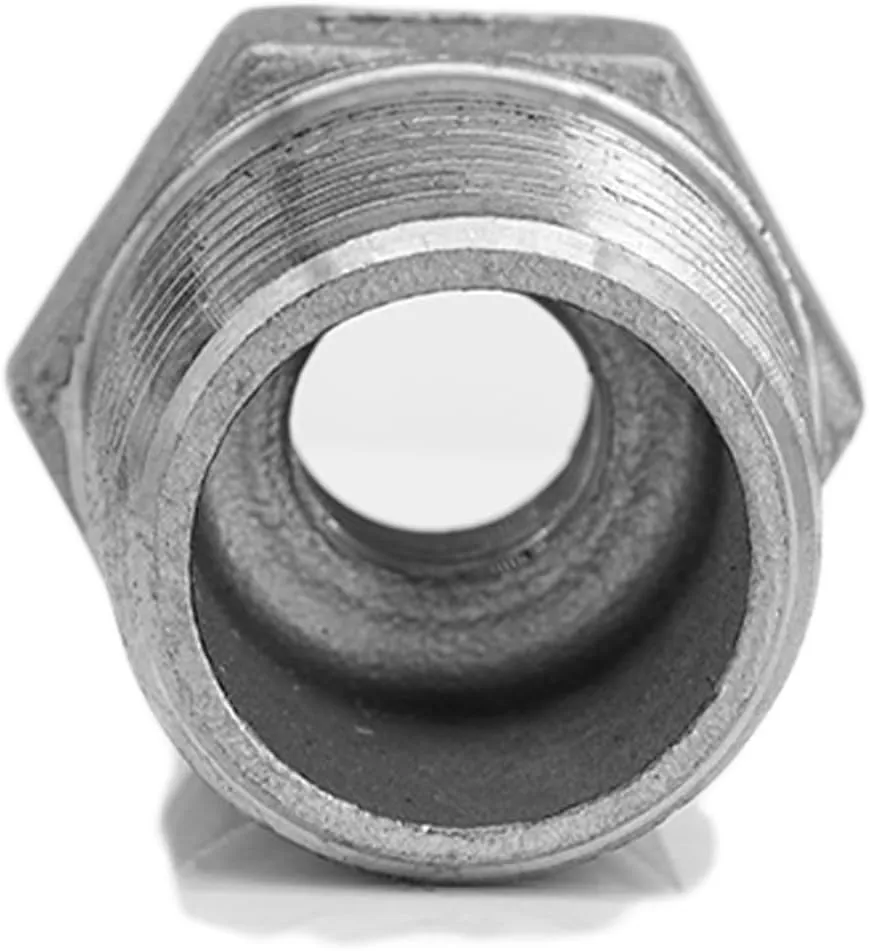 Stainless Steel Reducer Hex Bushing, 1/2" Male NPT to 1/8" Female NPT, Reducing Adapter Ca