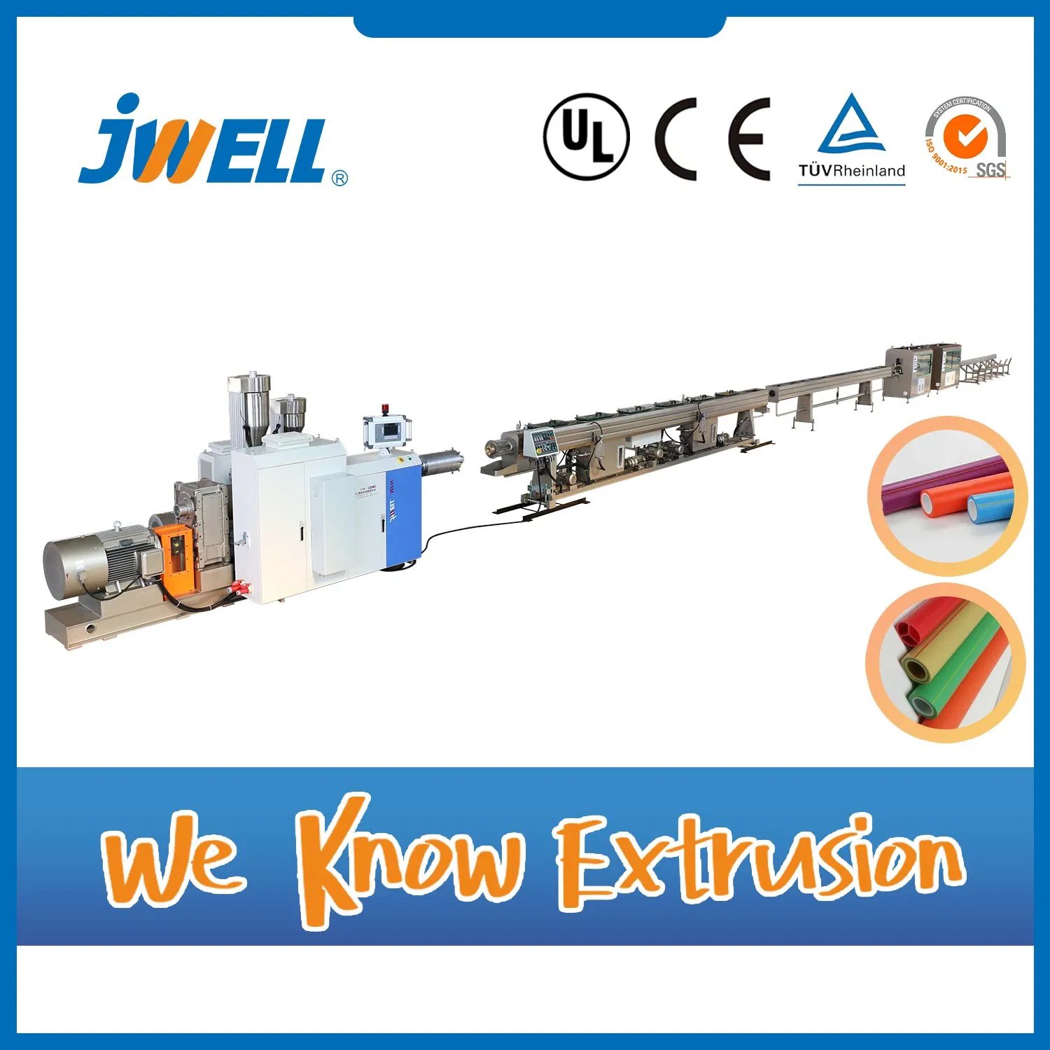 Jwell PPR/Polypropylene Random Cold&Hot Water Plastic Pipe Extrusion Line/Hose Extruder PE HDPE LDPE