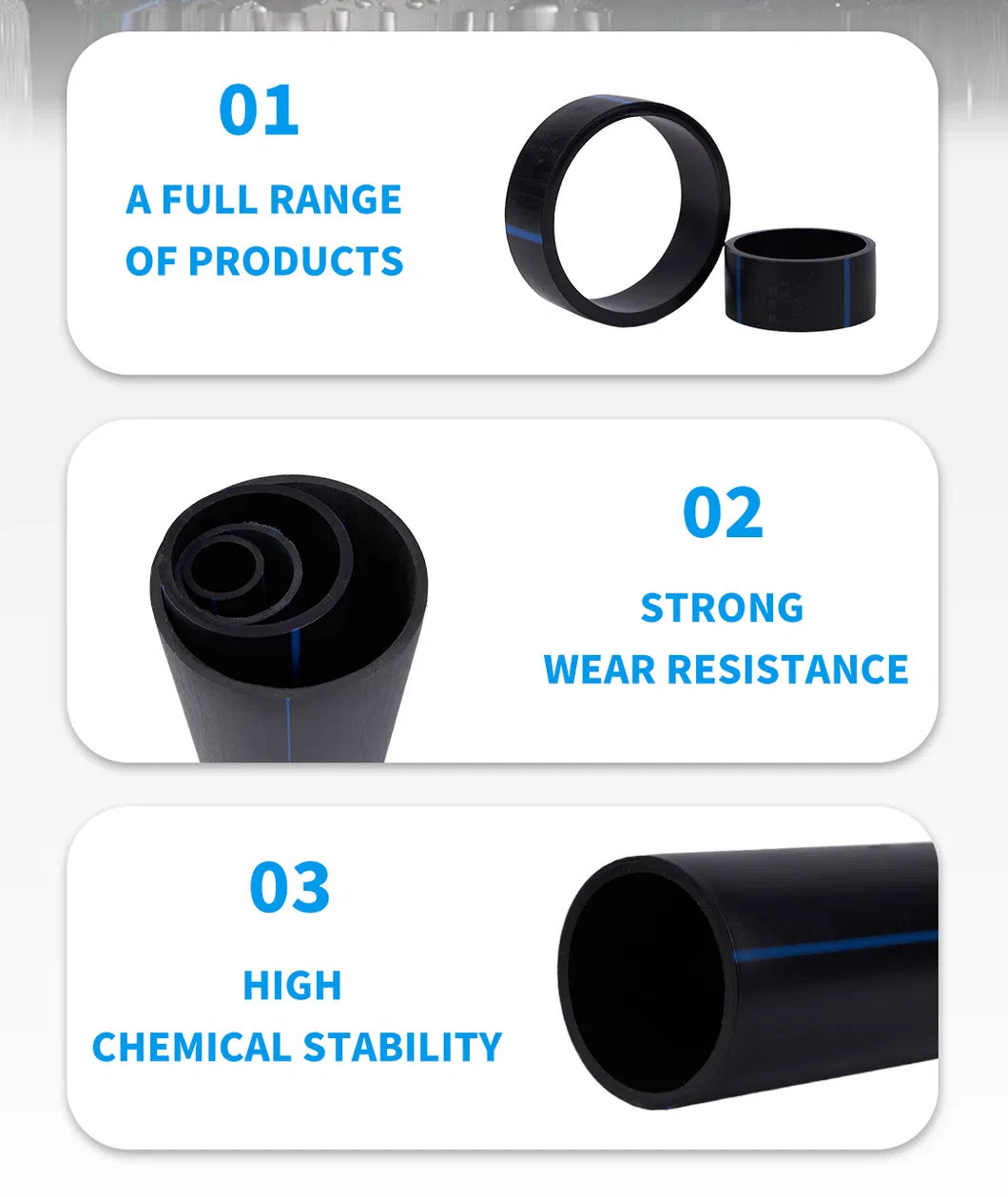 Black SDR11 SDR17 Plastic Water Supply Pipe Durable PE/Polyethlene Drainage Tube Socket Butt Fusion Connection Roll Hose