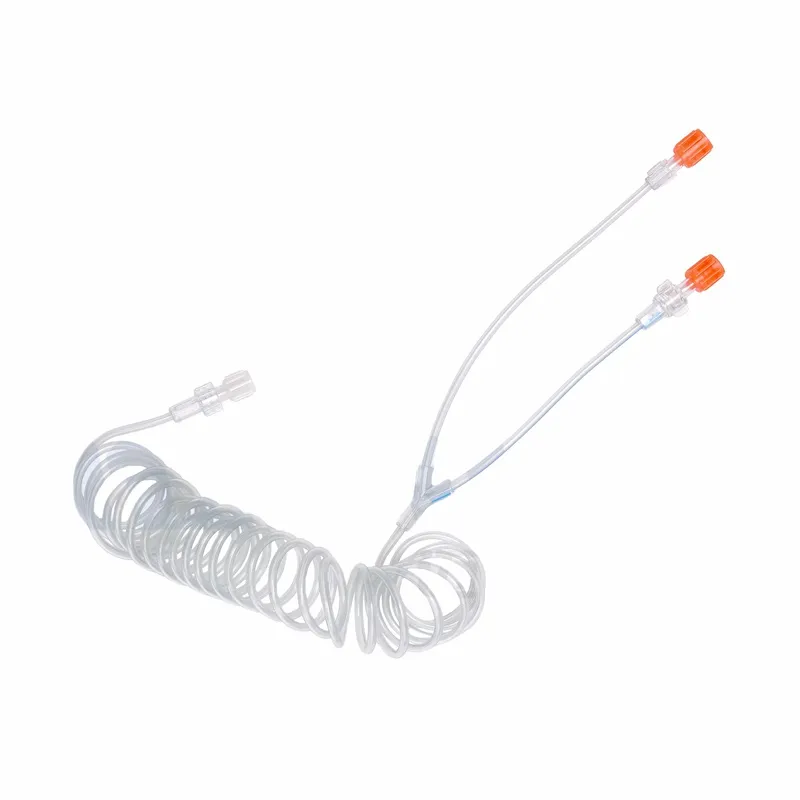 12 Hours Injection System Patient Extension Line Tube Non-Return Check Valve, 150cm 12hours Multiple Use Drip Chamber Pressure Coiled Filling Connecting Tubing