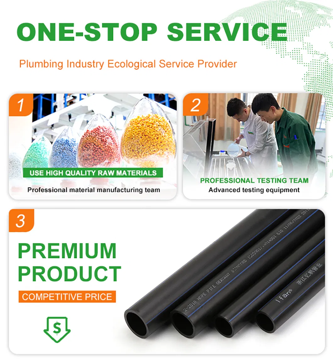 Ifan Wholesale Price GB/T 13663 HDPE Water Pipe Customized 20-630mm Long PE100 Pipe Plastic Irrigation Pipe