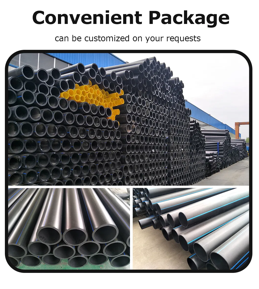 PE80 PE100 Blue Line HDPE Poly Pipe for Water Supply