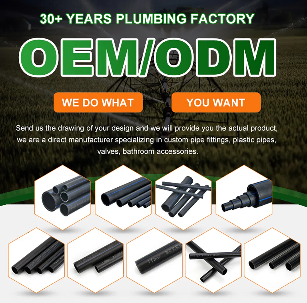Ifan Wholesale Price GB/T 13663 HDPE Water Pipe Customized 20-630mm Long PE100 Pipe Plastic Irrigation Pipe