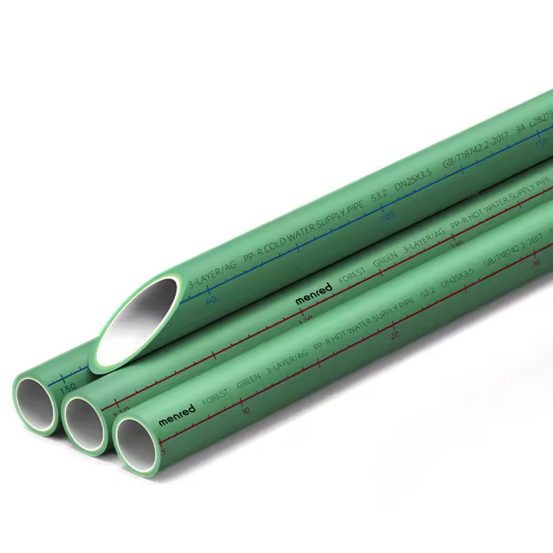 Menred Plumbing System Polypropylene Pipes with Meter Scale 3 Layers Max Support Use of 50 Years