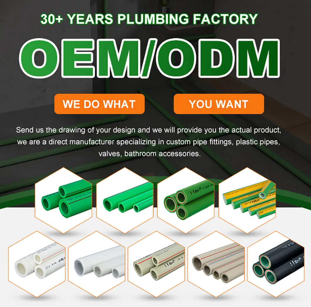 Ifan Factory Germany Standard 20-160mm Free Sample OEM Color Plastic Polypropylene PPR Pipe
