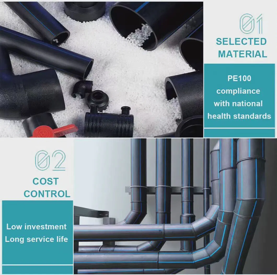 Factory Supply PE Water Pipe HDPE Plastic Pipe Butt Fusion Connection Irrigation Different Diameters Available Moulding Included
