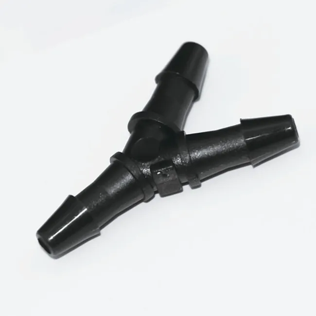1/4" 6.4mm Black Polypropylene Plastic Pipe Union Y Hose Barb Coupling