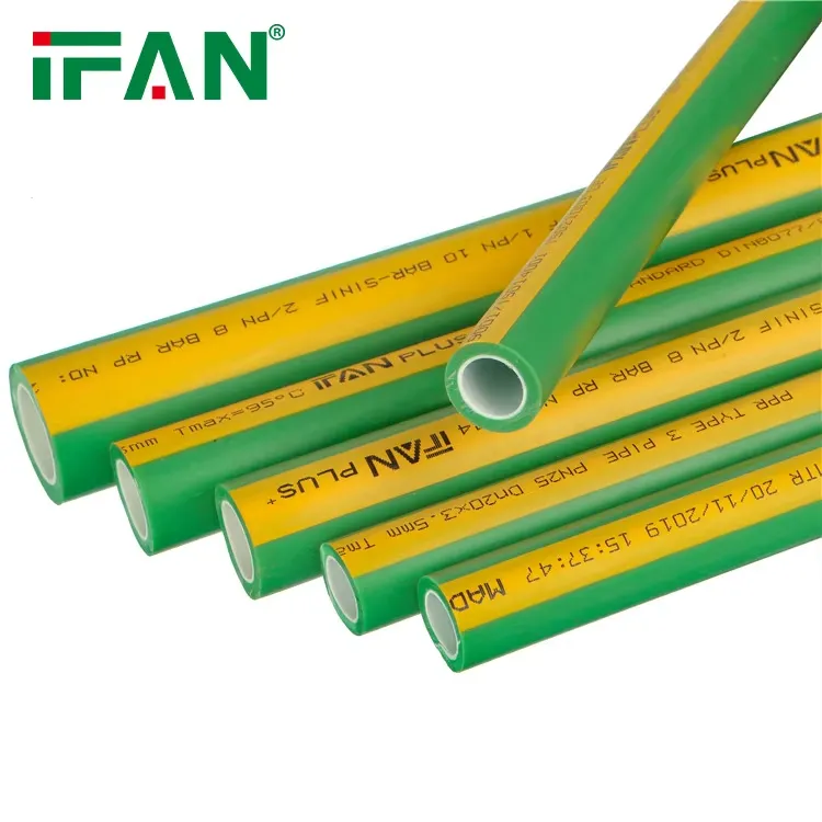 Ifan All Size PPR Green White Pipe Pn 20 Hot Water Pipe Direct Supply Best Quality Pn16 Pn25 PPR Sin