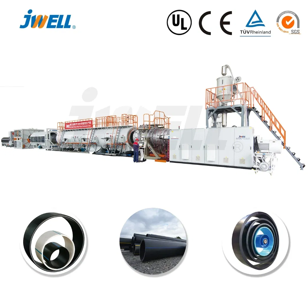 Jwell Plastic Manufacturer Price 80kg-800kg Single Screw Extrusion 16mm-630mm PE HDPE PPR Plastic Tube Pipe Making/Manufacturing Production Line PLC Control
