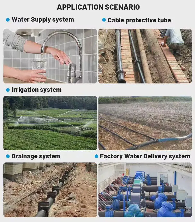 Factory Supply PE Water Pipe HDPE Plastic Pipe Butt Fusion Connection Irrigation Different Diameters Available Moulding Included