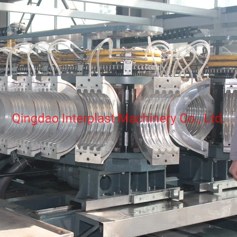 Vertical Type Continous Water Cooling ID150-200-250 Sn8 HDPE Plastic Double Wall Corrugated Pipe Extruder