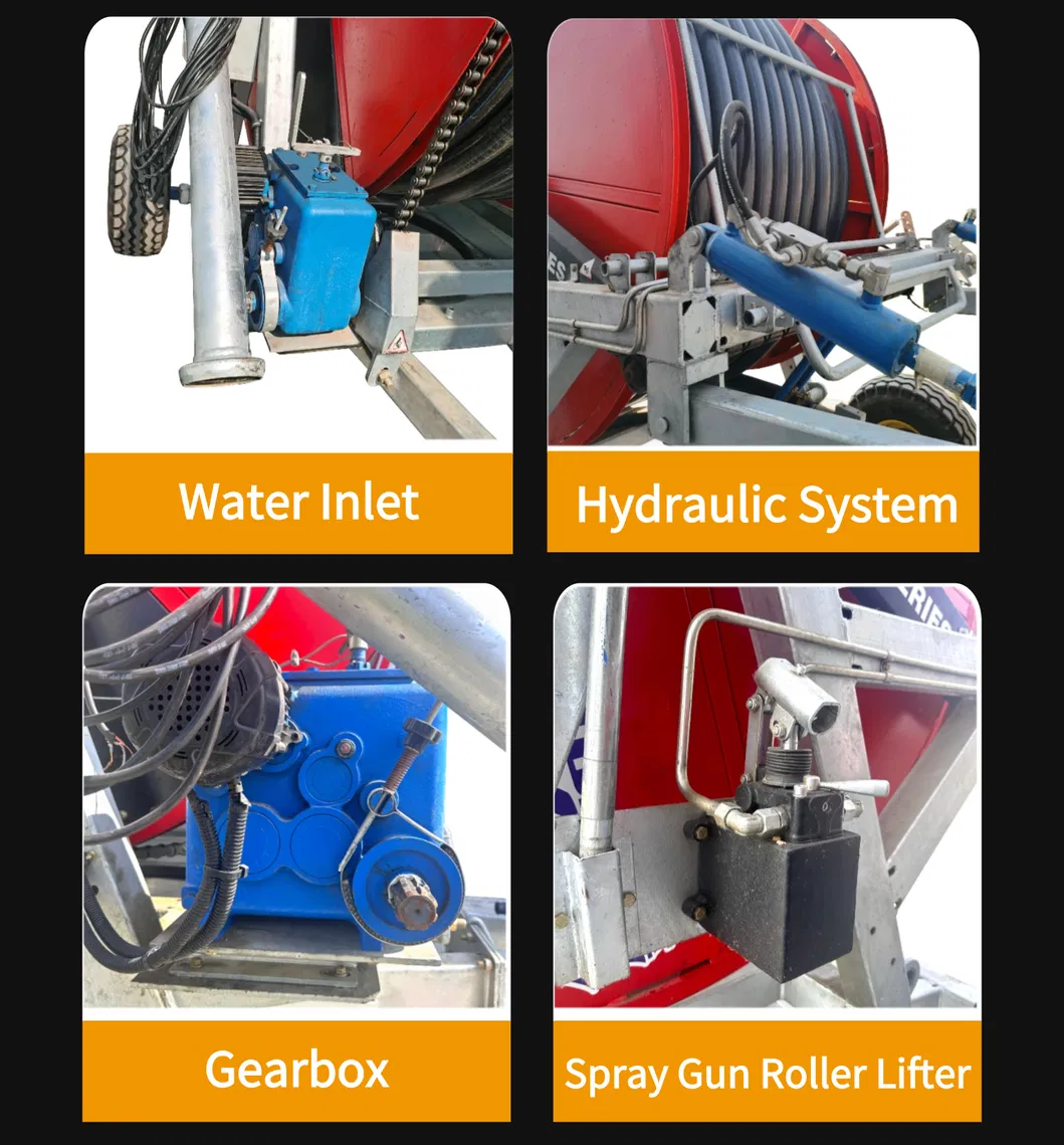 Traveling Agricultural Irrigation System 150m 200m 300m 450m 500m Customizable PE Pipe Reel Sprinkler Cannon Sprinkler for Water Turbine Drive